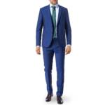 DIGEL Herren Anzug blau Schurwolle meliert Slim Fit