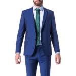 DIGEL Herren Sakko blau Schurwolle meliert Slim Fit