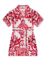 Dolce & Gabbana Kids Hemdkleid mit Majolica-Print - Weiß