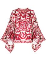 Dolce & Gabbana Seidenbluse mit Majolica-Print - Rot