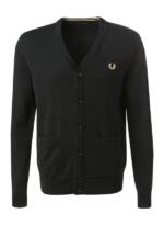 Fred Perry Herren Cardigan schwarz Wolle unifarben