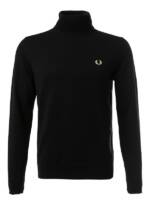 Fred Perry Herren Rollkragenpullover schwarz Wolle unifarben