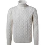 Gran Sasso Herren Rollkragenpullover weiß Schurwolle unifarben