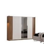 JVmoebel Kleiderschrank Weiß-Brauner Schlafzimmer Kleiderschrank Luxuriöser Spiegelschrank (1-St., Kleiderschrank) Made in Europa