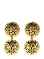 Jennifer Gibson Jewellery Vintage Chanel Double Orb Statement Logo Earrings 1980s - Gold