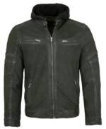 Jilani Lederjacke Abramo-4 Jilani - Herren Echtleder Lederjacke Kapuze Nubukleder braun-olive