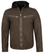 Jilani Lederjacke Ventura Jilani - Herren Echtleder Lederjacke Kapuze Nubukleder braun