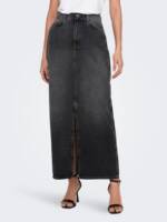 ONLY Sommerrock Maxi Jeans Rock mit Schlitz Stone Denim Wash 7487 in Schwarz