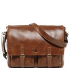 SID & VAIN Messenger Bag "SERGEANT", Laptoptasche 15,4 Zoll echt Leder Herren, Umhängetasche hellbraun