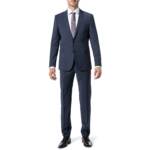 Strellson Herren Anzug blau Woll-Stretch meliert Slim Fit