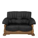 Zweisitzer Leder Sofa in Eiche rustikal und Schwarz Made in Germany
