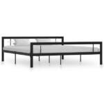 furnicato Bett Bettgestell Schwarz und Weiß Metall 180×200 cm