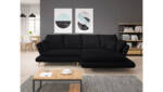 99rooms Harper Ecksofa Velours Jasmine Schwarz Rechts mit Schlaffunktion