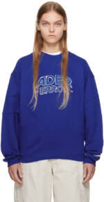 ADER error Blue Distressed Sweatshirt