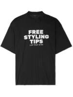 Balenciaga - Oversized Distressed Printed Cotton-Jersey T-Shirt - Men - Black - XS