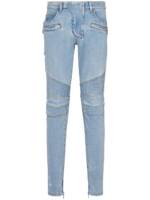 Balmain Halbhohe Biker Skinny-Jeans - Blau