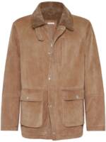 Brunello Cucinelli Lederjacke mit Shearling-Kragen - Braun