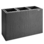 Casaria Pflanzkübel, 3 Innentöpfe Herausnehmbar Polyrattan 83x30,5x60cm Blumentopf Schwarz