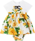 Dolce&Gabbana Baby Yellow Floral Dress & Bloomers Set