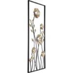 EGLO LIVING Wanddeko Chikuma, 3D Wandbild im Blumen-Design mit Ramen, Wandobjekt aus Metall in Messing und Schwarz, Wand Deko für Wohnzimmer,