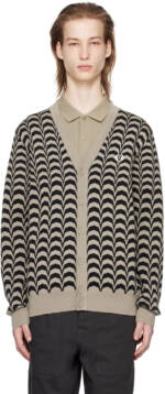 Fred Perry Taupe & Black Jacquard Cardigan