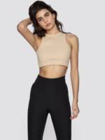 Freshlions Crop-Top Ribbed Basic Crop Top 'Asena' in camel - L Ohne