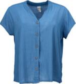 Guru-Shop Longbluse Luftiges Basic Blusentop, kurzarm Bluse - blau alternative Bekleidung