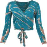 Guru-Shop Longsleeve Batik Wickeltop, Yogatop, Langarmshirt -.. alternative Bekleidung