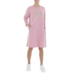 Ital-Design Bleistiftkleid Damen Freizeit Nieten Textprint Stretch Stretchkleid in Rosa