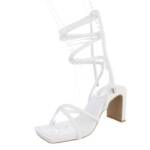 Ital-Design Damen Abendschuhe Party & Clubwear High-Heel-Sandalette Blockabsatz Sandalen & Sandaletten in Weiß