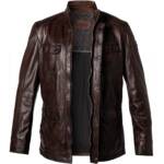 MILESTONE Herren Lederjacke braun Lammnappa unifarben