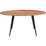 Ovaler Esstisch aus massivem Akazienholz und Metall B160 cm OBALI - Holz hell / Schwarz