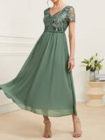 Unifarben Sommer Elegant Polyester Normal Date Spitze Maxikleid Regelmäßig Kleider für Damen
