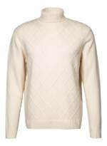 bugatti Herren Rollkragenpullover beige Lammwolle unifarben