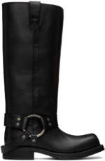 Acne Studios Black Leather Buckle Tall Boots