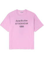 Acne Studios - Exford Distressed Logo-Print Cotton-Jersey T-Shirt - Men - Pink - L