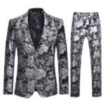 Allthemen Anzug (2 tlg, Sakko & Hose) Herren Jacquard Smoking Slim Fit Herren Anzug für Hochzeit und Party