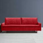 Ausklappbares Sofa rot mit Armlehnen Made in Germany