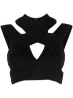 Balmain - Cut-Out Ribbed Cropped Top - Größe 36 - black