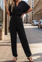 CHENIN 7/8-Overall Sommer Damen Casual Solid Farbe Jumpsuit Einfacher lässiger schwarzer Jumpsuit Sommer Vielseitiger Stil