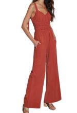 CHENIN 7/8-Overall Sommer Damen Solid Farbe Jumpsuit Rot Sommer Damen Ferienmode Sommer Komfort Mode