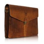 Corno d'Oro Schultertasche Handmade Business Umhängetasche Damen Herren in Vintage Leder 14Zoll, als DIN A4 Aktenmappe oder MacBook Tasche verwendbar