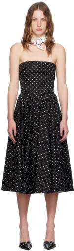 Dolce&Gabbana Black Polka Dot Midi Dress