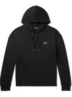 Dolce&Gabbana - Leather-Trimmed Logo-Appliquéd Cotton-Jersey Hoodie - Men - Black - IT 44