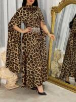 Elegantes Kleid mit Leopardenmuster und Fransen und Strass