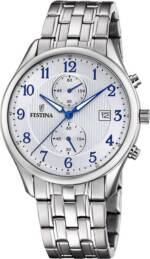 Festina Chronograph Festina Herrenuhr Edelstahl Festina, (Chronograph), Herren Armbanduhr rund, Edelstahlarmband silber, Elegant