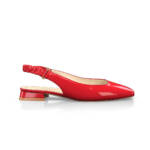 Flache Slingback-Schuhe Eckige Spitze Ballerinas für Damen - Handgemacht in Italien aus Lackleder - Rot - Selbst gestalten - GIROTTI