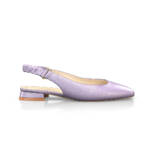 Flache Slingback-Schuhe Eckige Spitze Ballerinas für Damen - Handgemacht in Italien aus Naturleder - Metallics & Violett - Selbst gestalten -