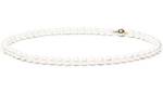 Gaura Pearls Perlenkette weiß, klassisch, 45 cm, echte Süßwasserzuchtperlen, 585 Weiß/Gelbgold