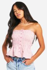 Gingham Bandeau-Top - Pink - 36, Pink